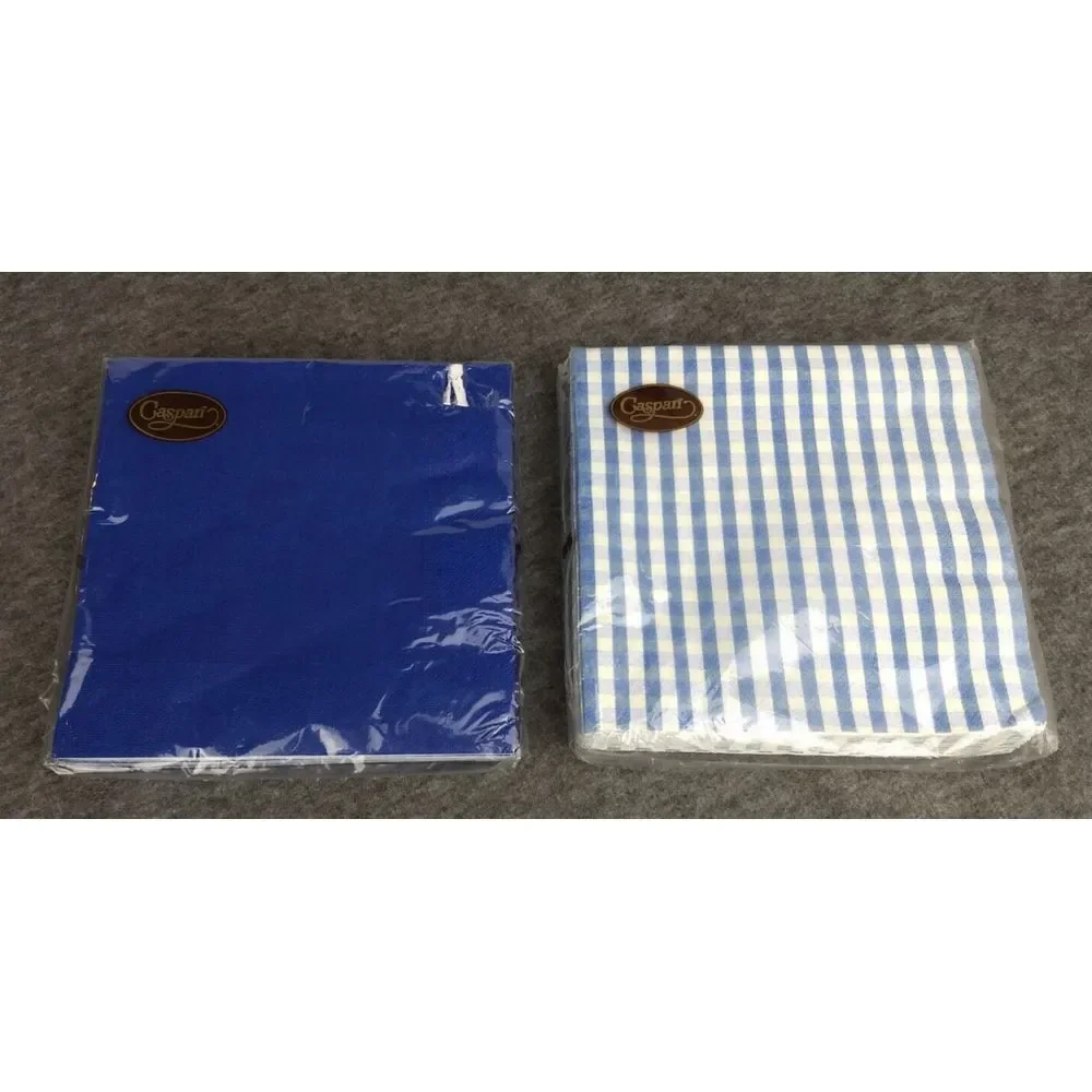 Caspari Plaid‎ Lavender & Solid Blue 2 Pks 20 Triple-Ply Napkins Jill Rose NEW